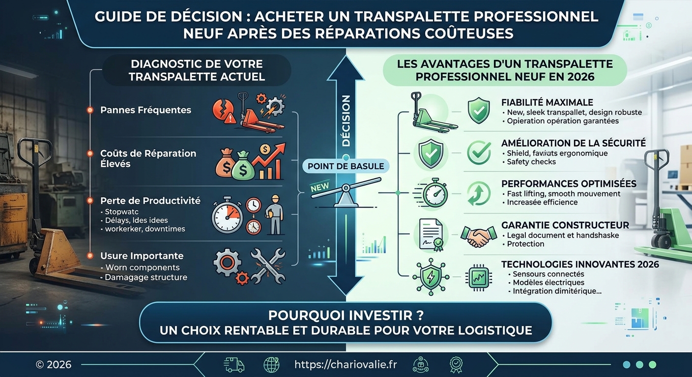 Arbre de décision maintenance ou achat transpalette professionnel neuf