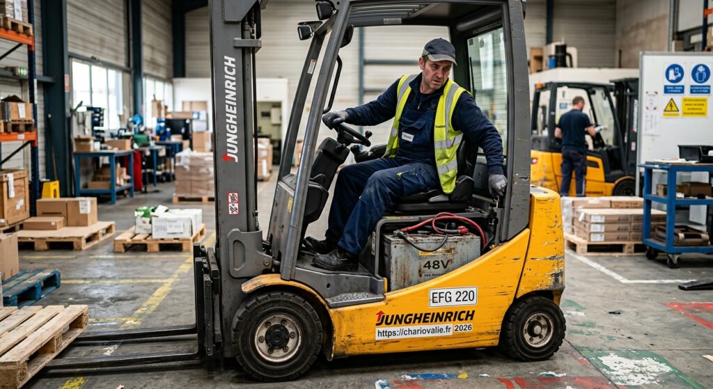 Diagnostic technique d'un chariot élévateur en panne dans un entrepôt