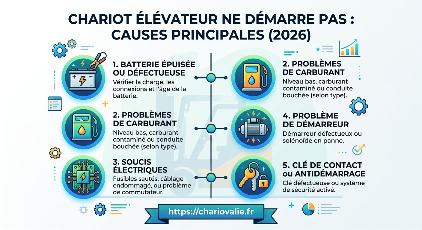 Graphique de répartition des causes de non-démarrage d'un chariot élévateur
