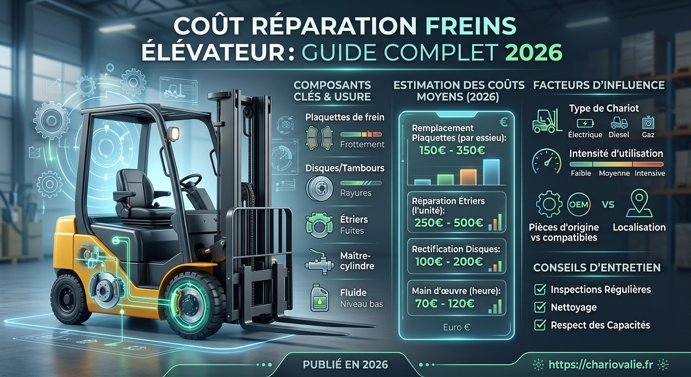 5 étapes clés pour estimer le coût de réparation des freins d'un chariot élévateur.