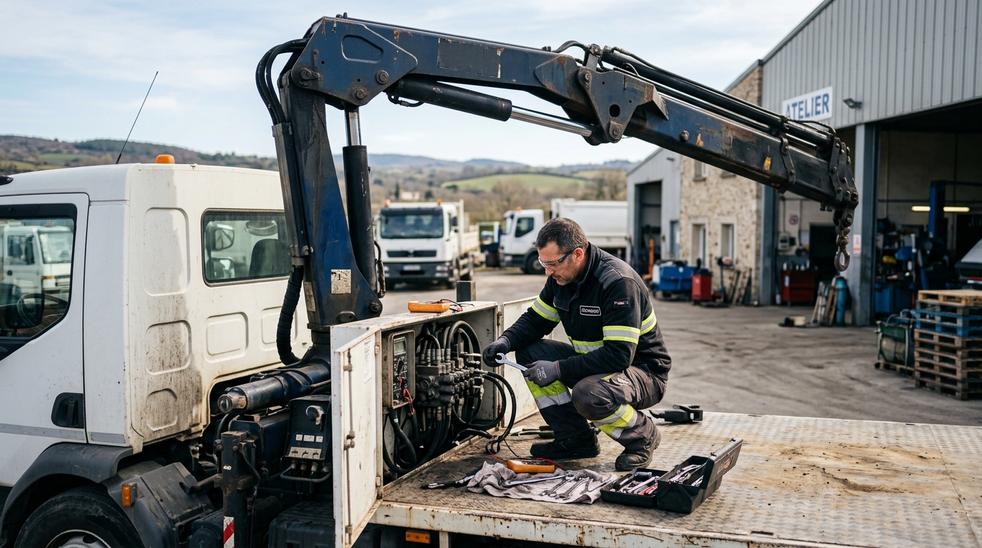 Dépannage de Grues Auxiliaires & Bras de Levage – Toutes Marques