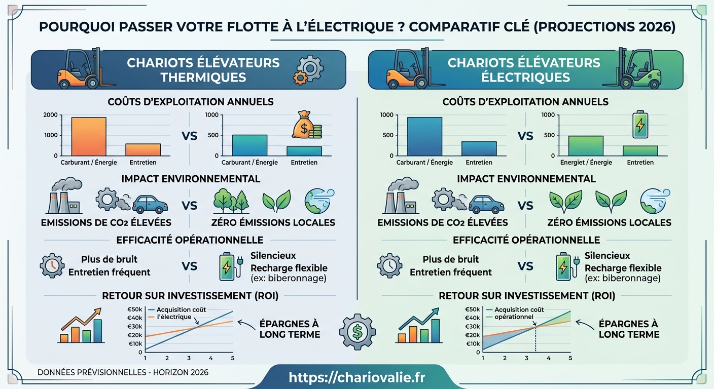 Passer sa flotte de chariots thermiques à l'électrique 3 Comparaison du TCO entre chariots élévateurs thermiques et électriques sur 5 ans