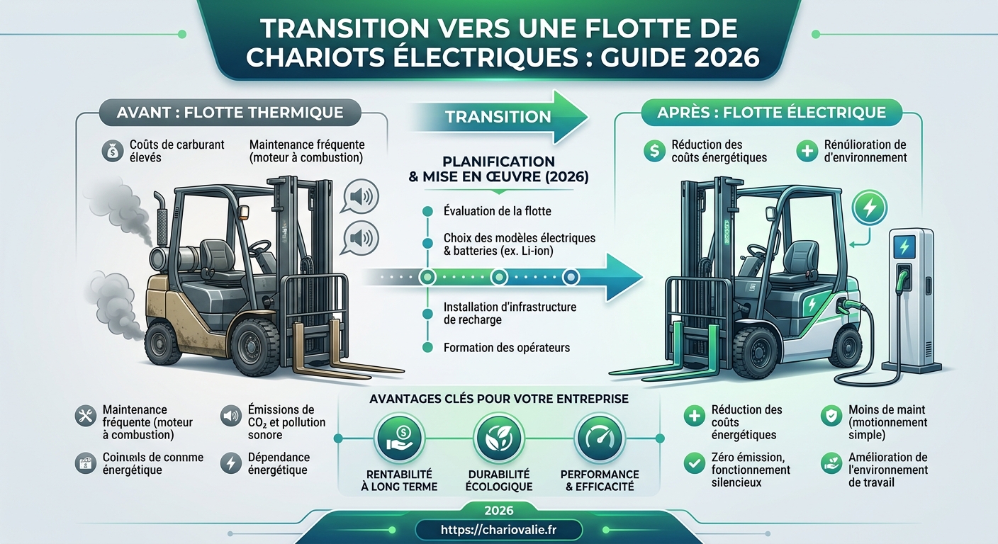 Passer sa flotte de chariots thermiques à l'électrique 5 Processus en 5 étapes pour la conversion d'une flotte de chariots thermiques vers l'électrique