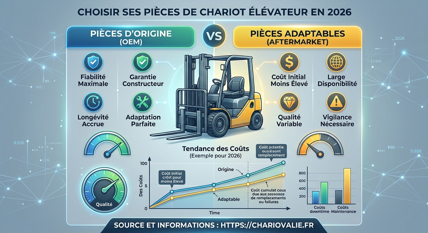Pièces d'origine ou adaptables pour chariot élévateur ? 3 Graphique coût et durée de vie des pièces d'origine et adaptables pour chariot élévateur