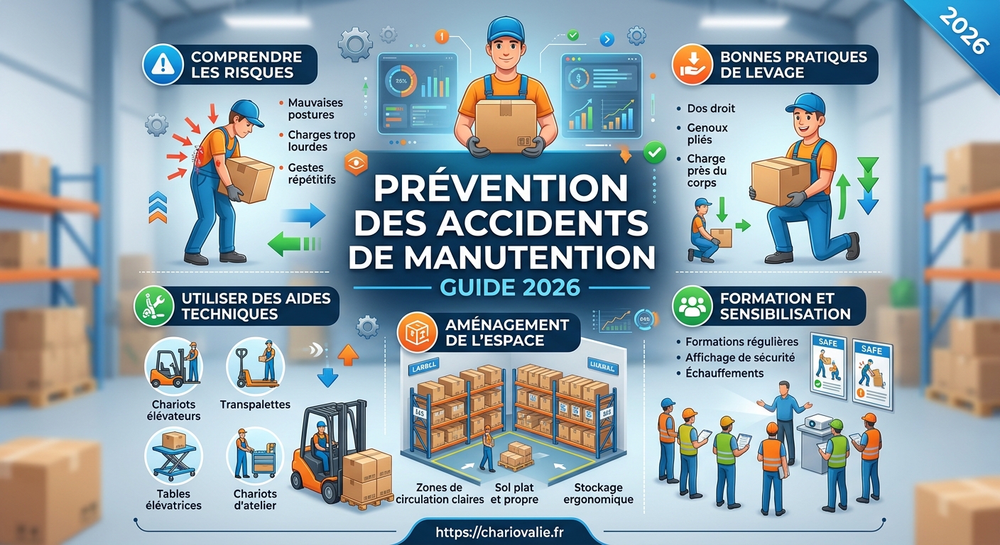 Schéma des 5 étapes clés de la prévention des accidents de manutention
