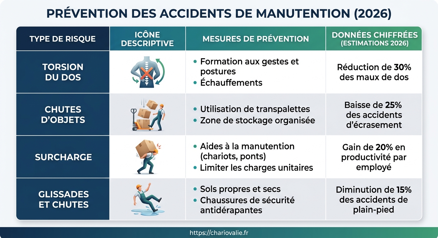 Tableau de prévention des risques et EPI de manutention