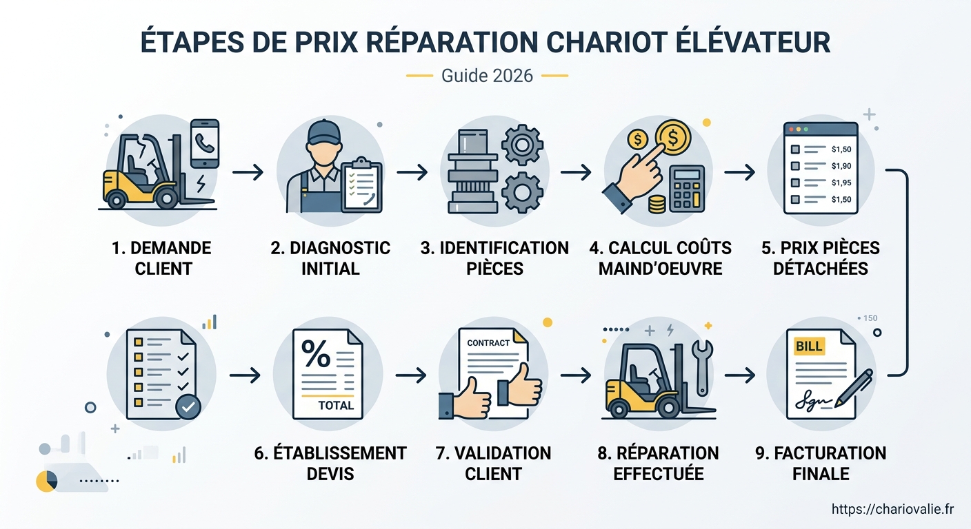 Schéma du processus de validation d'une réparation de chariot élévateur