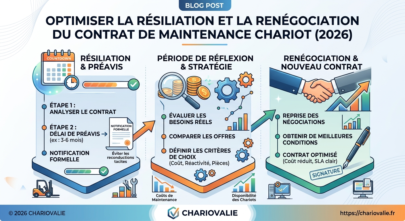 Graphique comparaison délais préavis résiliation contrat maintenance chariot élévateur