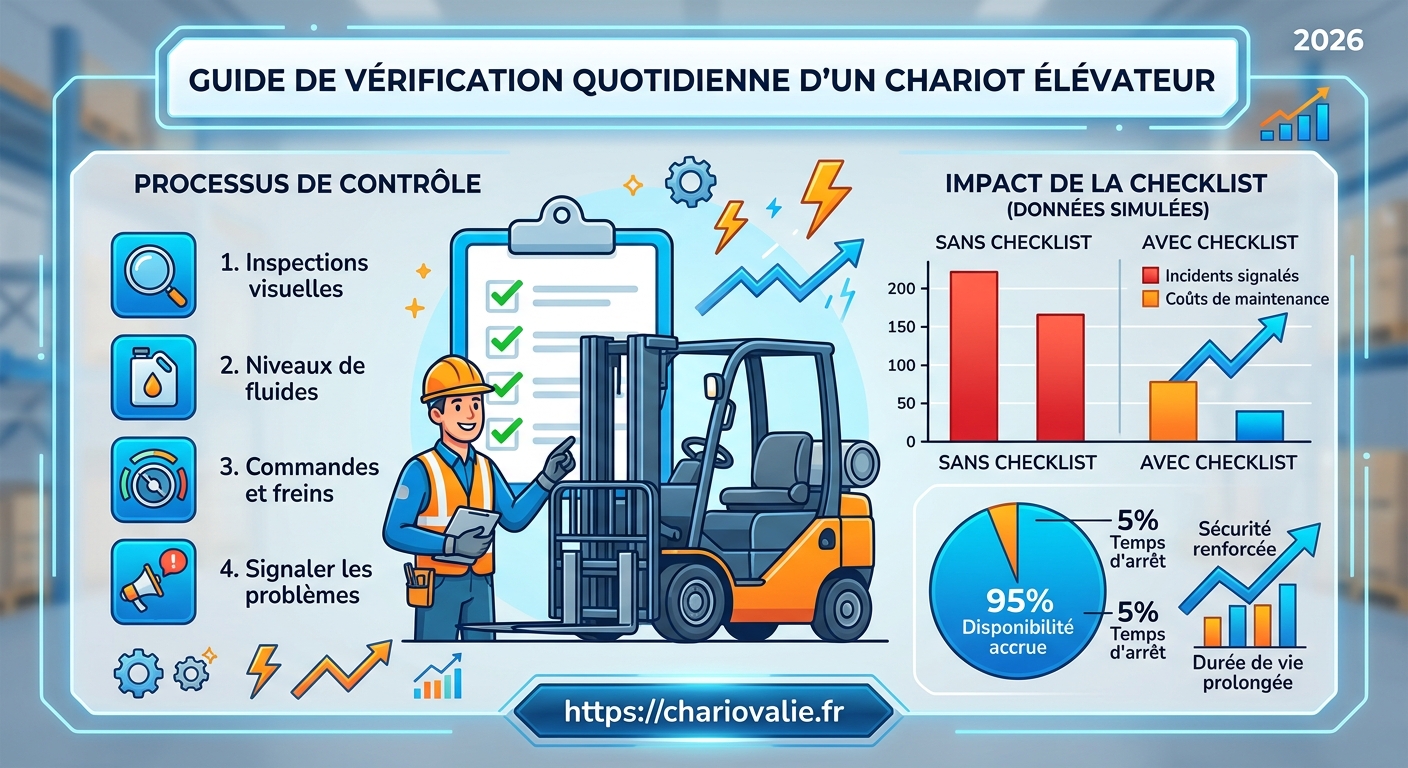 Comparaison des taux de conformité des chariots élévateurs avec et sans checklist quotidienne
