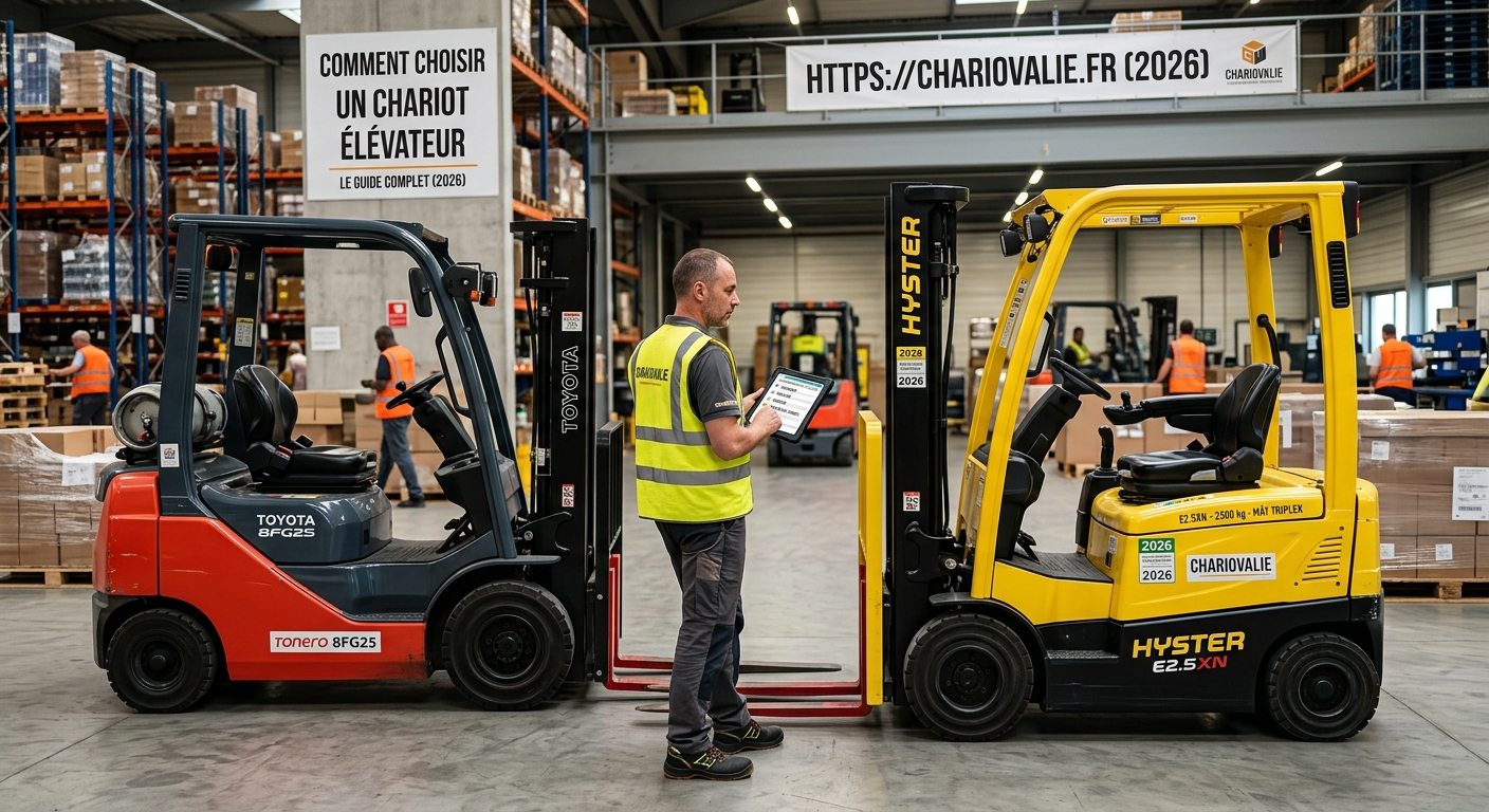 Comment choisir un chariot élévateur ? Guide complet 2 Opérateur utilisant un chariot élévateur dans un entrepôt logistique
