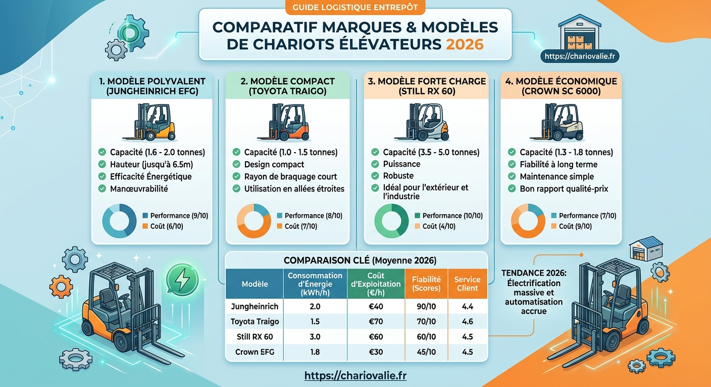 Graphique comparaison productivité et coûts de maintenance chariots élévateurs sur 5 ans