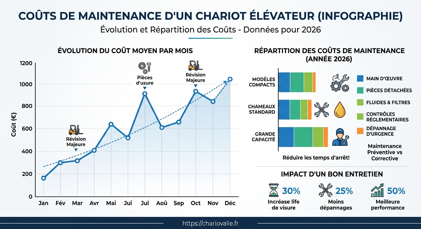 Graphique comparaison coût de maintenance chariot élévateur thermique et électrique