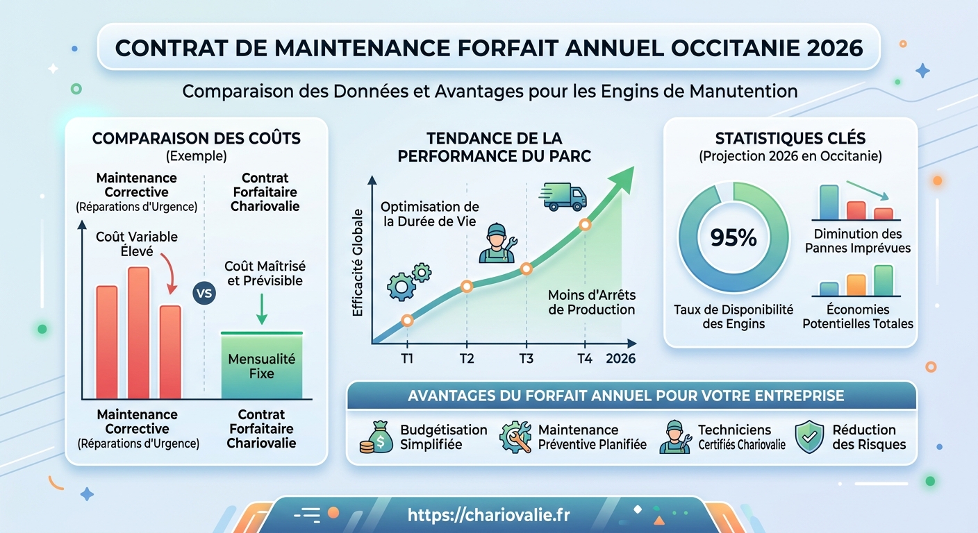 Comparaison coûts maintenance curative vs forfait annuel préventif engins manutention Occitanie