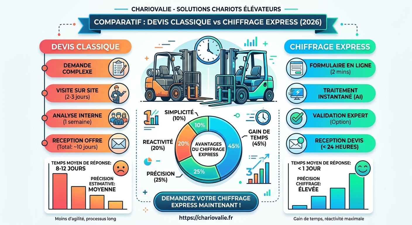 Graphique comparatif coûts maintenance et achat chariot élévateur sur 5 ans