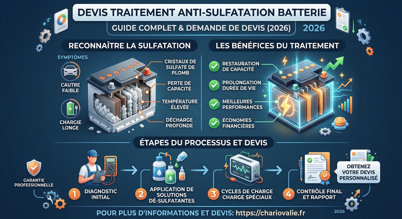 Schéma explicatif de la désulfatation d'une batterie de traction