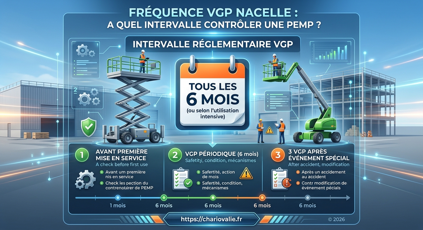 Schéma décisionnel des intervalles de contrôle VGP pour nacelle PEMP en 2026