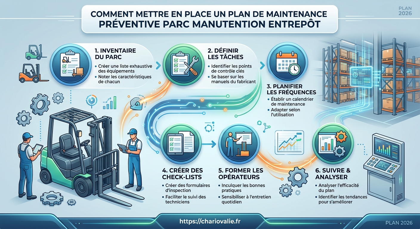 Processus en 5 étapes pour la maintenance préventive d'un parc de manutention