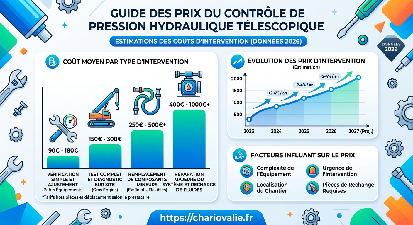 Prix contrôle pression hydraulique télescopique 3 Graphique des coûts moyens d'intervention pour contrôle pression hydraulique télescopique