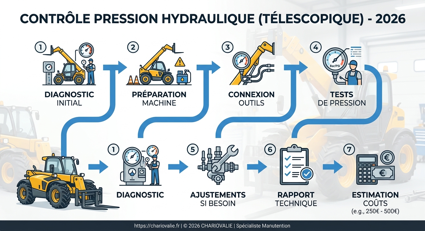 Prix contrôle pression hydraulique télescopique 6 Processus de diagnostic pression hydraulique télescopique en 5 étapes au manomètre