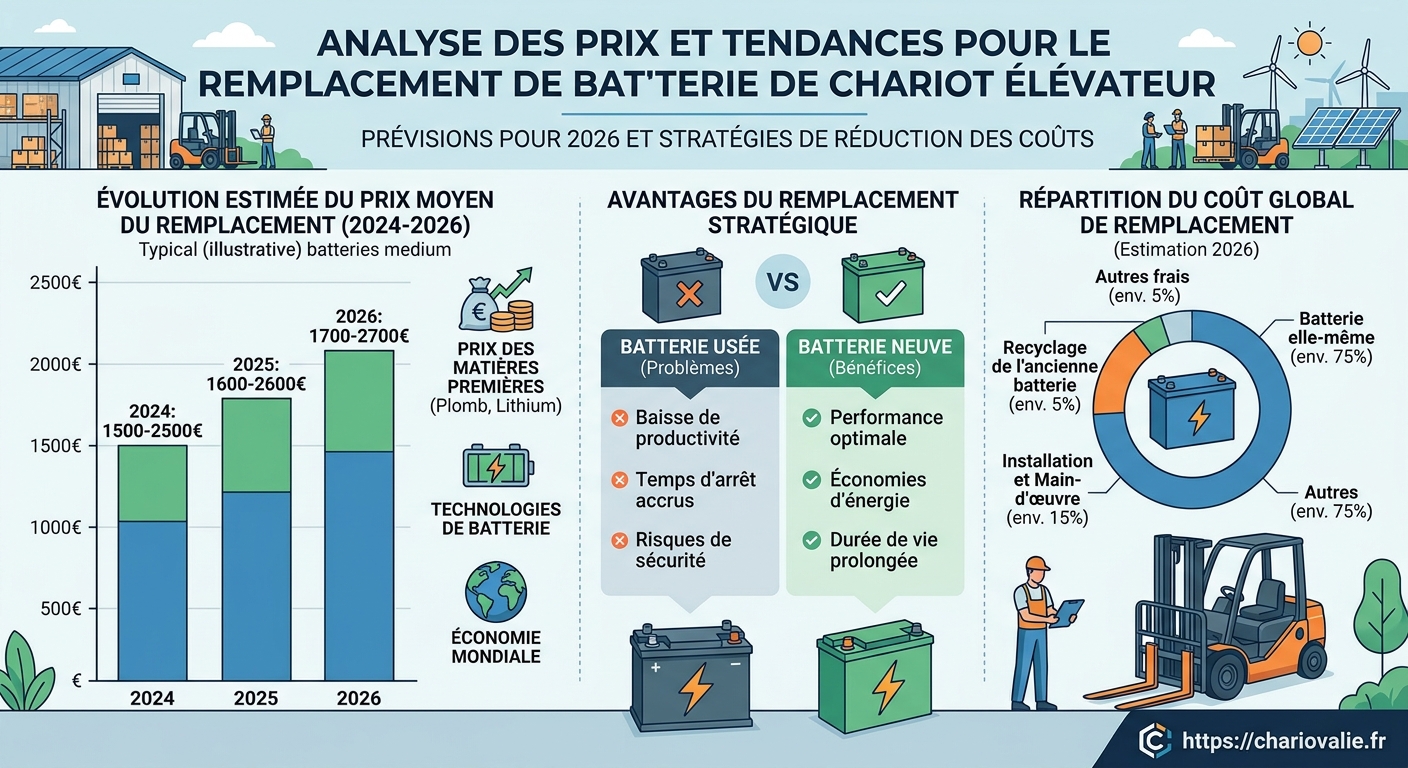 Graphique comparant le prix remplacement batterie chariot plomb-acide et lithium-ion