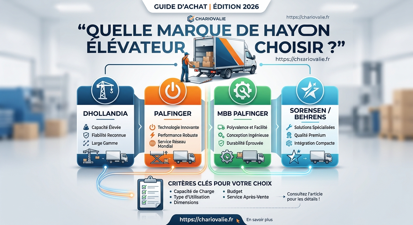 Infographie arbre de décision pour choisir un hayon élévateur en 2026