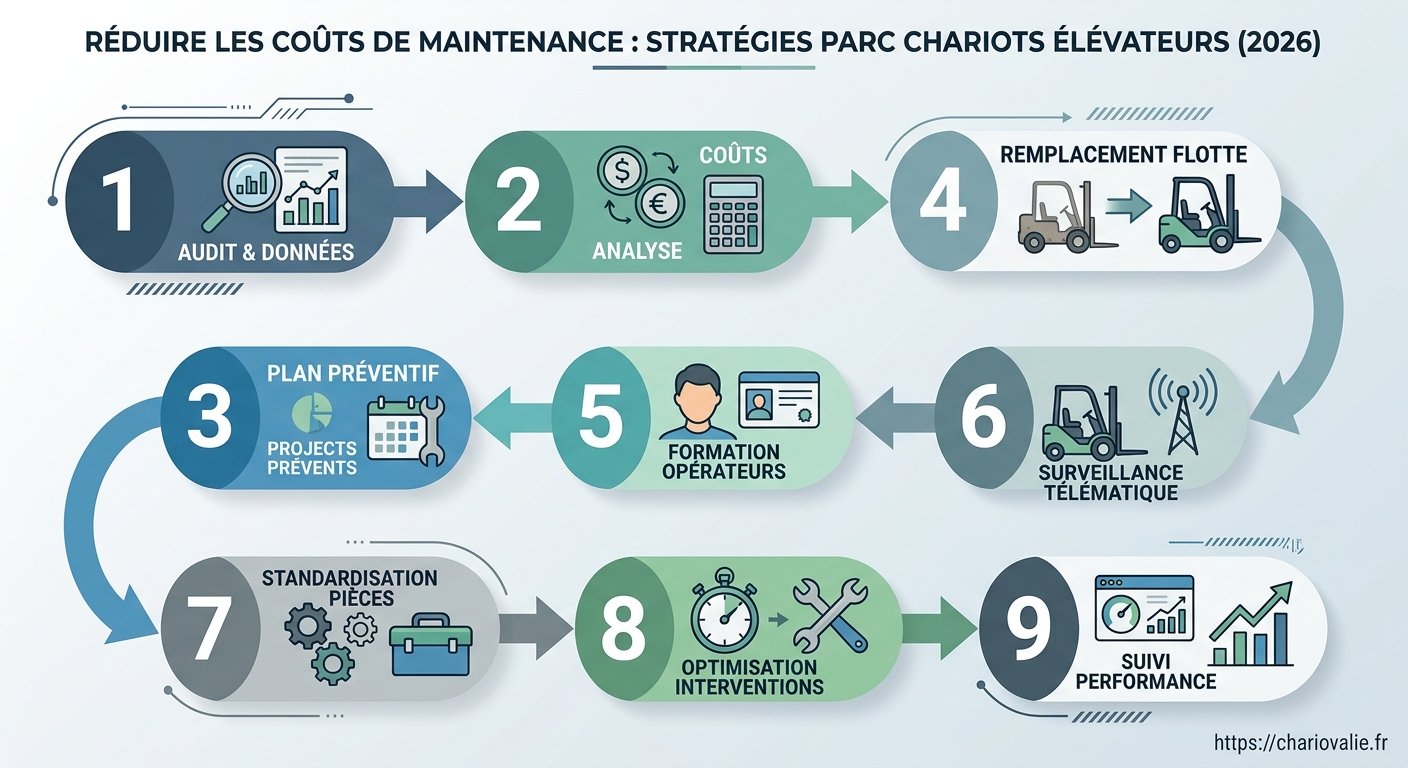 Schéma de processus d'optimisation des coûts de maintenance des chariots élévateurs