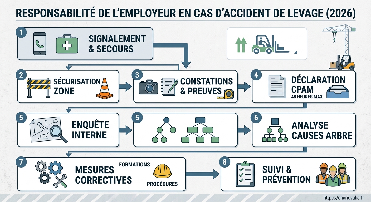 Étapes post-accident de levage et déclaration sous 48h à la CPAM