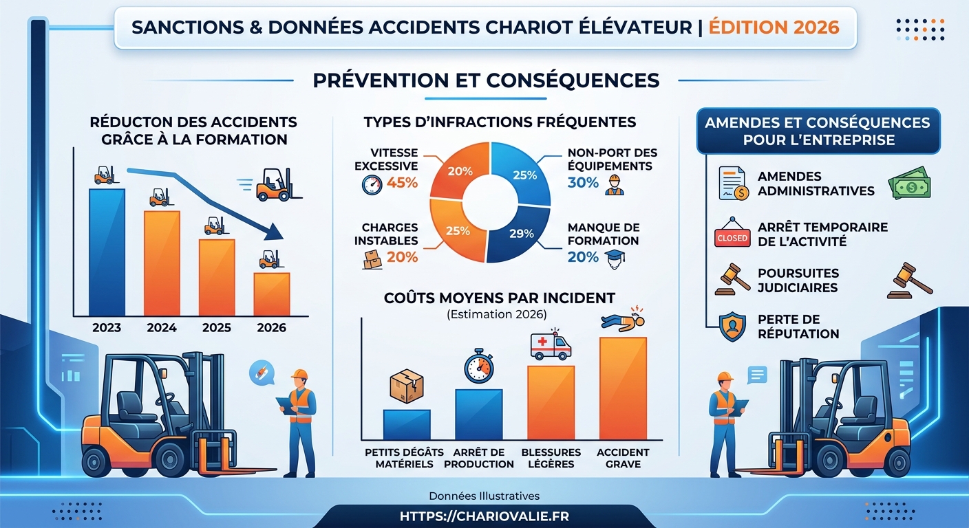 Évolution du taux de sanctions et accidents de chariots élévateurs