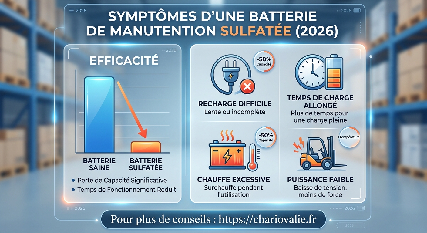 Graphique corrélation taux sulfatation et baisse capacité chariot élévateur