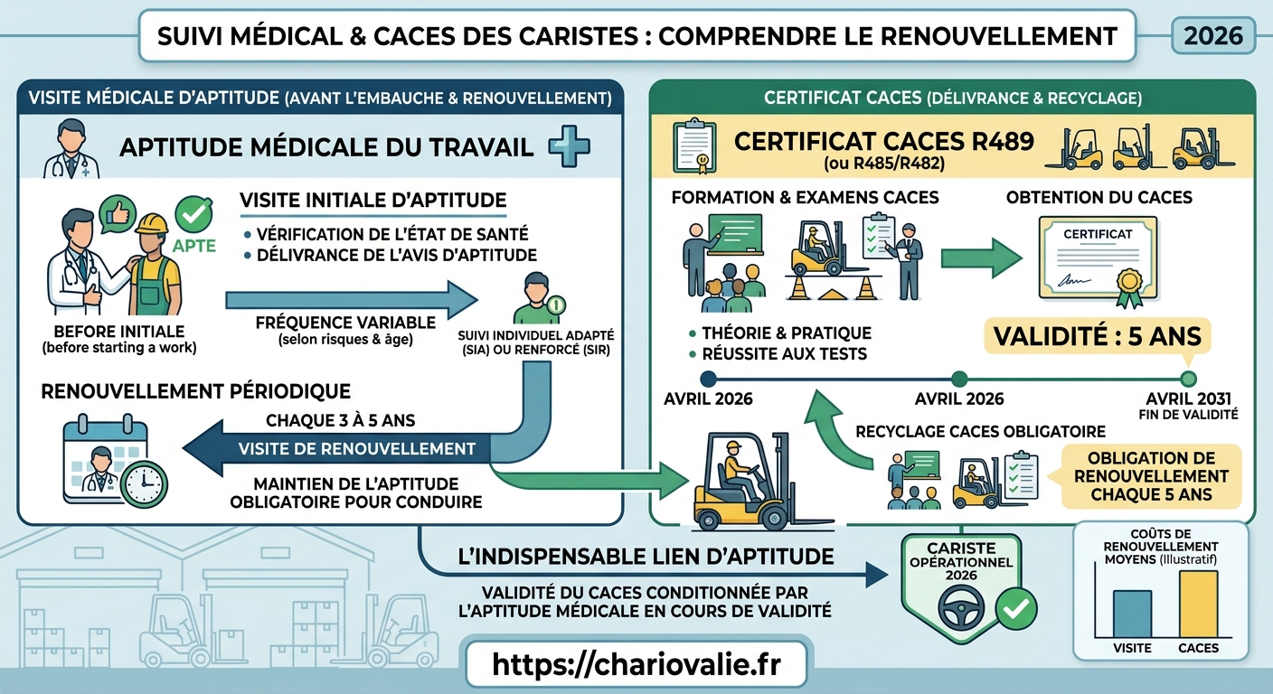 Graphique du taux de renouvellement des aptitudes médicales cariste CACES sur 5 ans