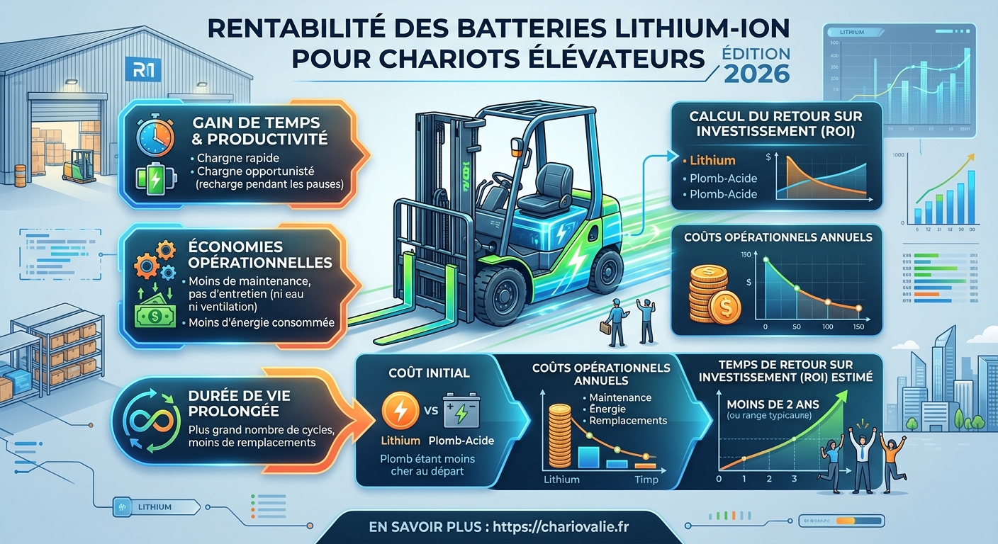 Schéma décisionnel du calcul de rentabilité batterie lithium chariot élévateur
