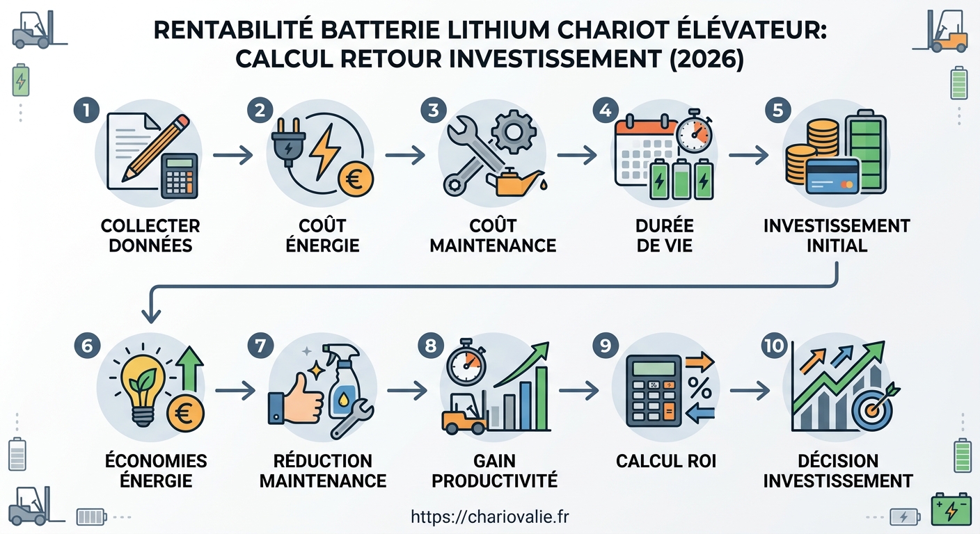 Étapes pour calculer le ROI d'une conversion au lithium et analyser le TCO